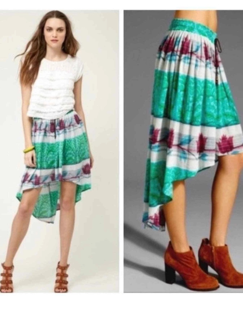 Free People Boho Zen Garden High Low Midi Skirt women’s size M